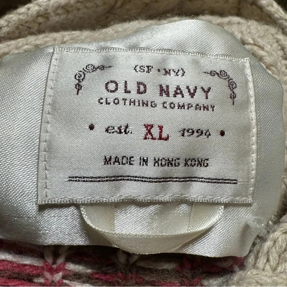 OLD NAVY Short Sleeve FairIsle Turtleneck Sweater Lambswool Angora Blend Size XL - Picture 6 of 7